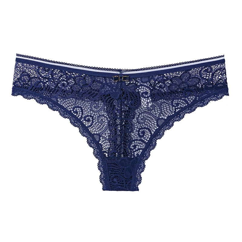 Manufactory Wholesale sexy lace thong ice silk interest hollow out temptation hot perspective low waist T pants underwear female pure color