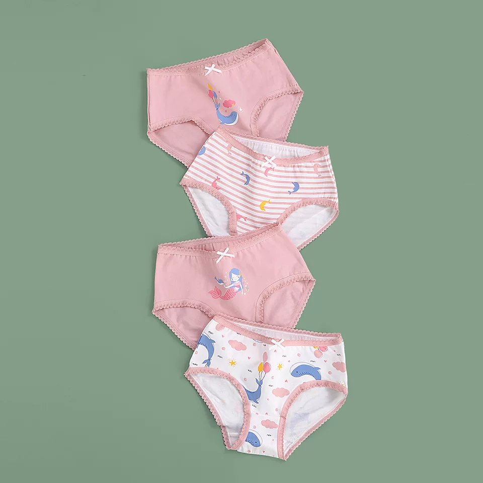 High Quality cotton underwear 4 pcs children briefs girl korean kids underwear for wholesale panties/ kids panties