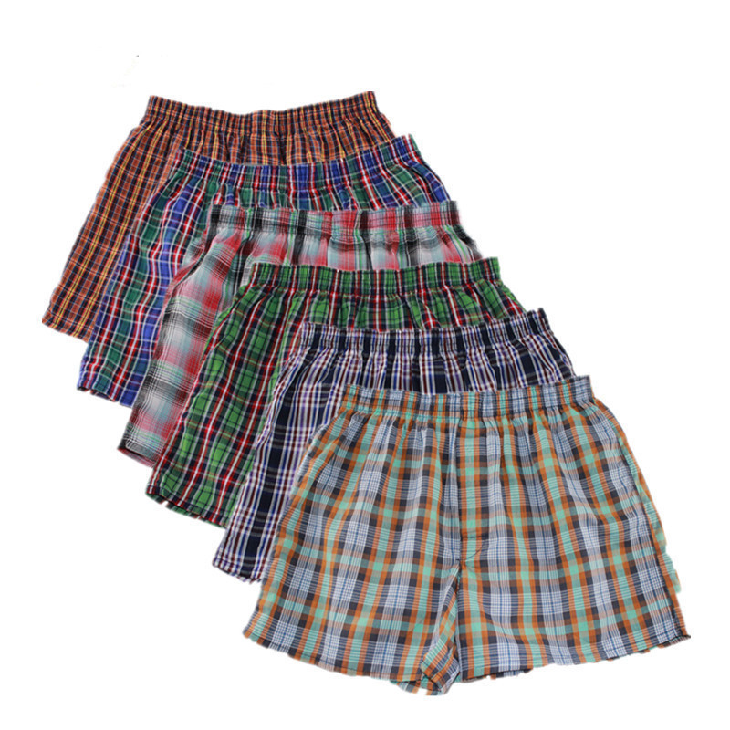 Men's Woven Cotton Plaid Boxer Shorts with Inside Waistband Classics checks Multicolor Boxer