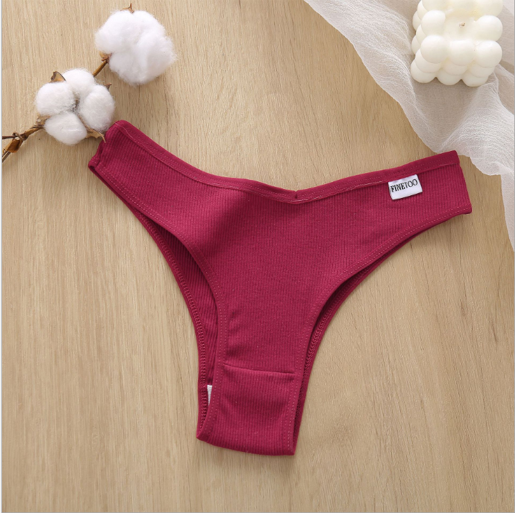 Sexy panties low high waist thread cotton pure color girl women briefs underwear
