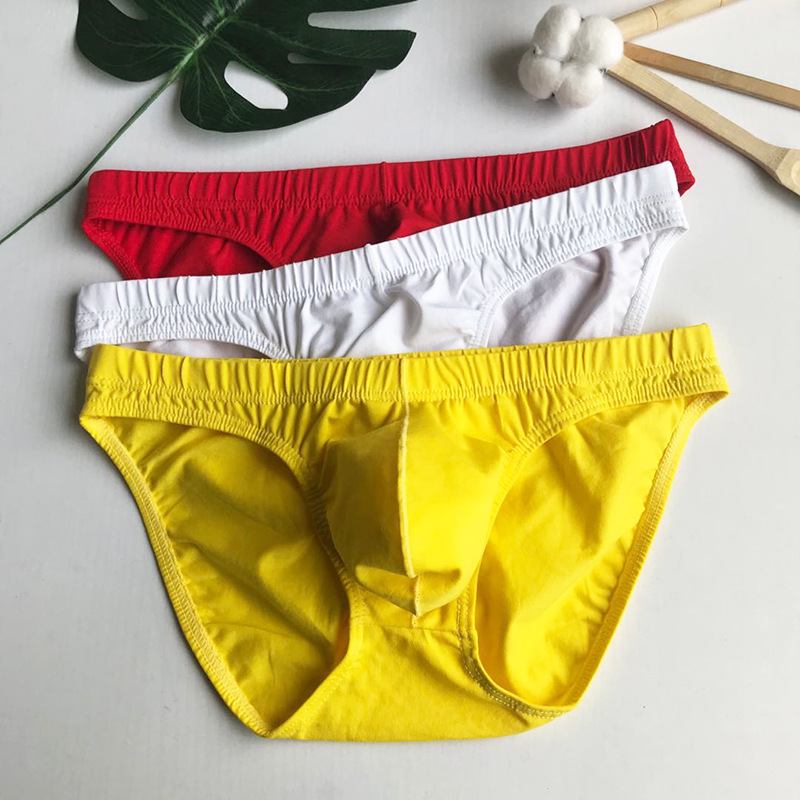 Amazon Hot selling Sexy Men's Solid Color Briefs U-Convex Plus Size Cotton Sexy Underwear Classic Low Rise Hip Brief Bikinis