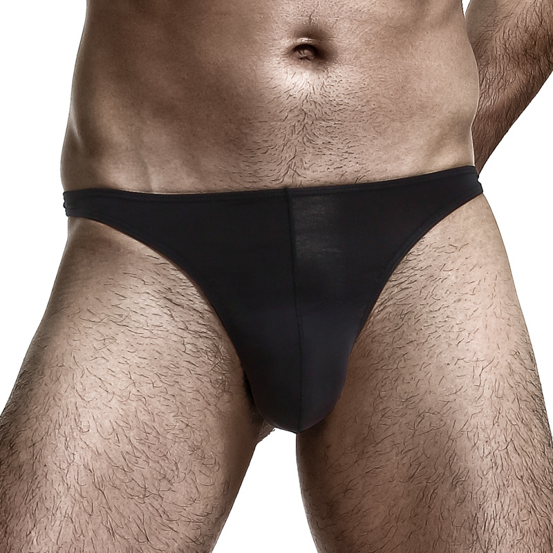 Custom Logo men's briefs polyester boxer Ice silk sexy T-triangle low waist loose boxer briefs plus size mens bikini briefs