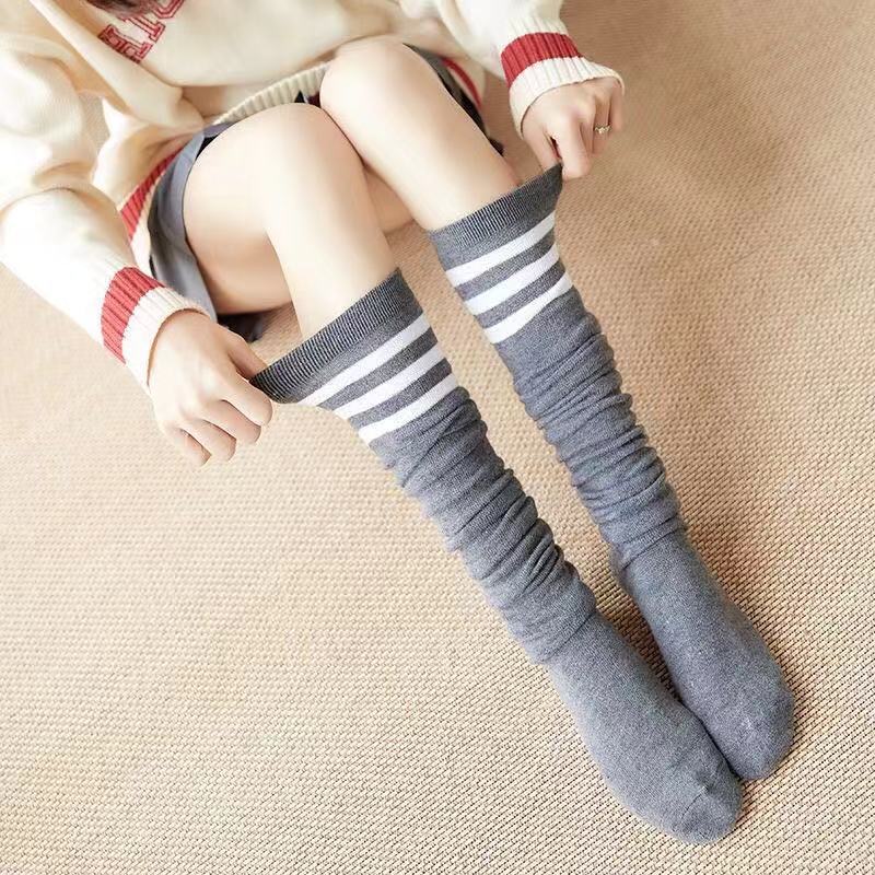 Best sale Women Socks Long Cotton Striped Stockings Sexy Over Knee Thigh High Socks for girls ladies