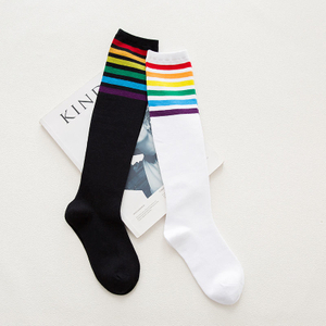 Custom service Women Thin Stripes Tube socks girls ladies Thigh High Tights Over Knee Socks Casual High Stockings