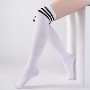 OEM ODM Cutom Logo Sexy Women Japanese Girl Student fitness socks Thigh High Long Striped Over Knee Long Socks Stockings