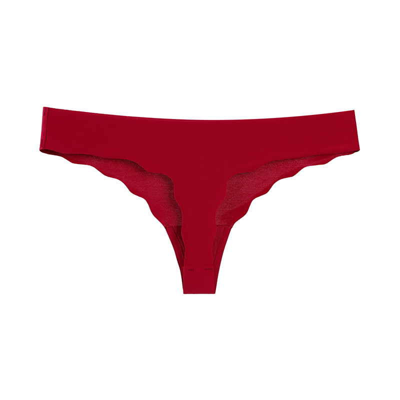 Hot selling wavy edge seamless ladies solid color sexy comfortable breathable thong underwear panties