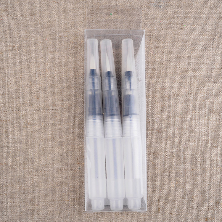 Short Barrel Water Brush Pens Set of 3 Assorted Round Tips 