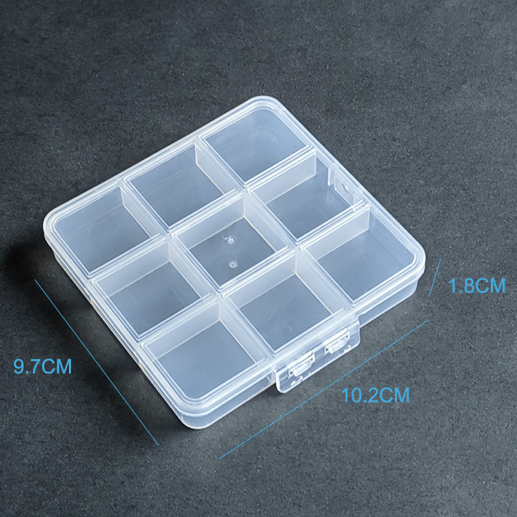 9 Grids Plastic Organizer Box 10.2x9.7x1.8cm