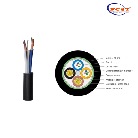 Cable de fibra óptica híbrido FCST OPLC con cables de alimentación 1-24 núcleos