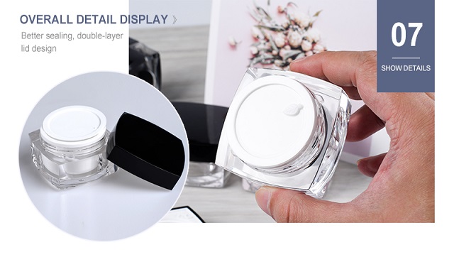 Empty Luxury square Acrylic Cosmetic Packaging Envase cosmético acrílico cuadrado de lujo vacío