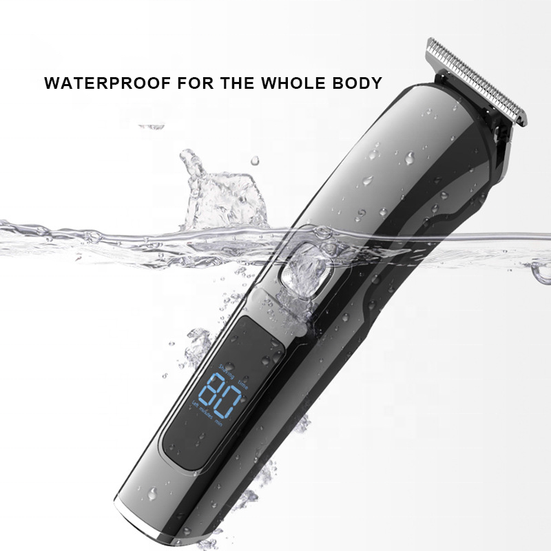Multi-Functional Men Hair Trimmer Professional Waterproof 6 in 1 Electric Hair Clipper Cutting Set with Led Display