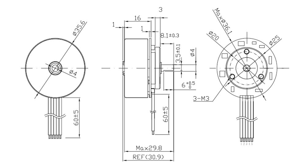 JK36BLW Outer Rotor Brushless Dc Motor JK36BLW Rotor ta 'barra Brushless Dc Motor
