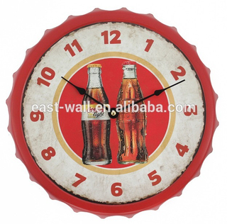 13" Man Cave Garage Cola Style Bottle Cap Antique Style Wall Clocks