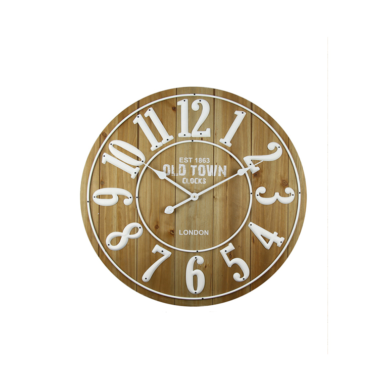 Cheap Wood Round Shape Home Decoration Digital Antique Promotional Wall Clock