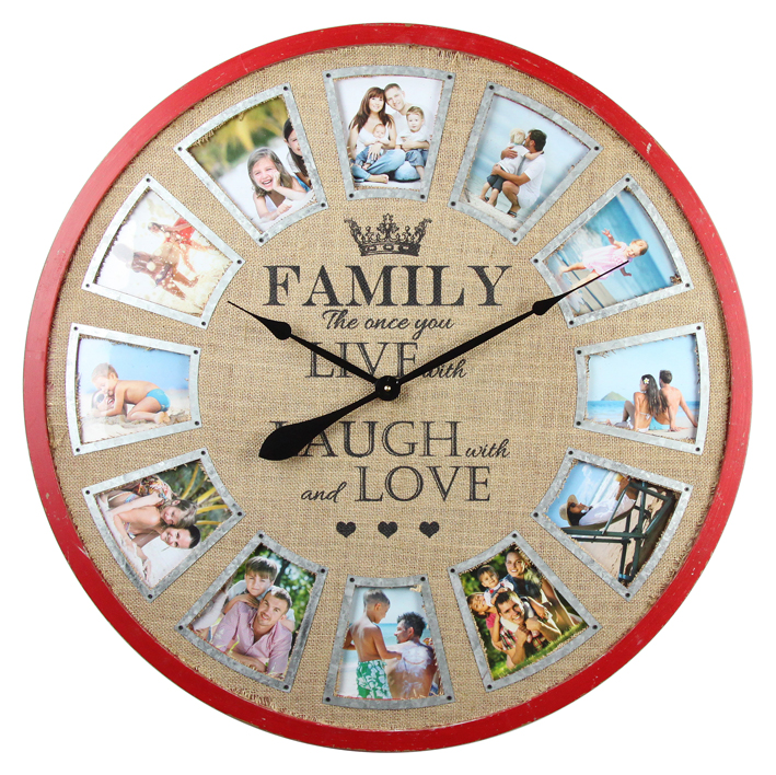 New Product Personalised Creative Photo Frame Wooden Large Wall Clock