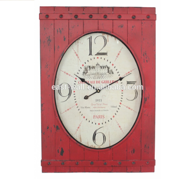 Vintage Home Decor Red Decorative Iron Wall Clock