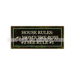 Interior Home Decoration Collector Metal Signs Custom Ltter Plaque House Rule