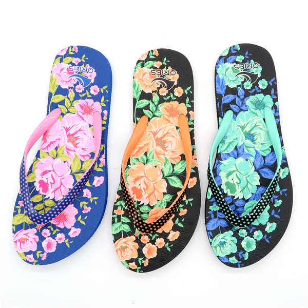 Personalizado Moda Especial Película de PVC Agradable superior Impresión Cómoda PE para mujer Chanclas Sandalias AH-8P026 -Ories