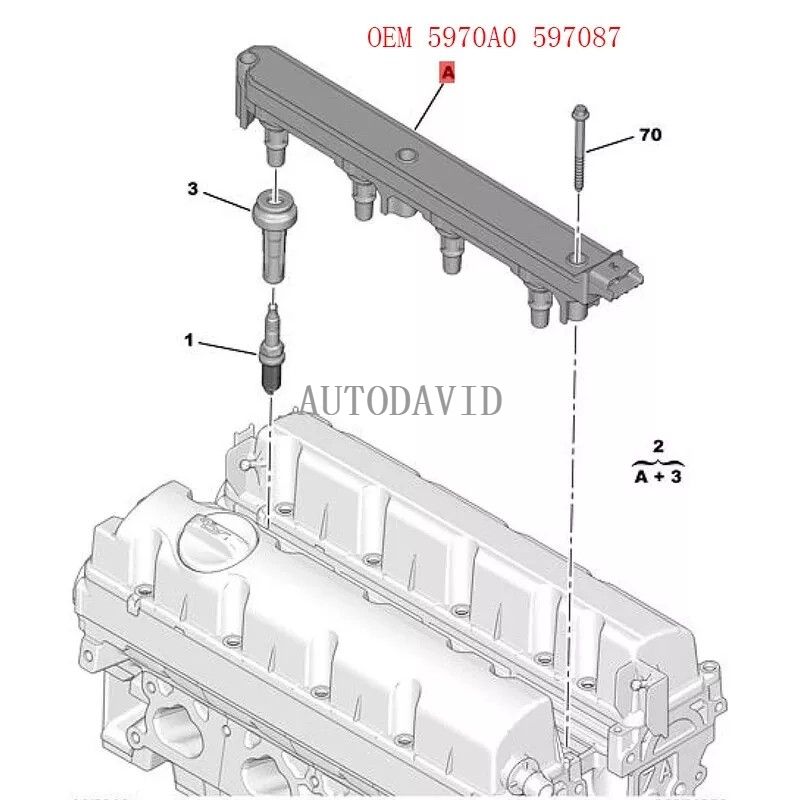 ملف الإشعال لبيجو 307 308 408 508 5008 EW10A، سيتروين C5، X7، BX3، B53 OEM: 5970A0 9656695780 YL00505180 HS01-040-002