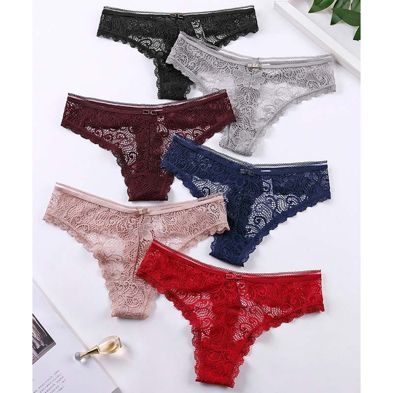 Manufactory Wholesale sexy lace thong ice silk interest hollow out temptation hot perspective low waist T pants underwear female pure color