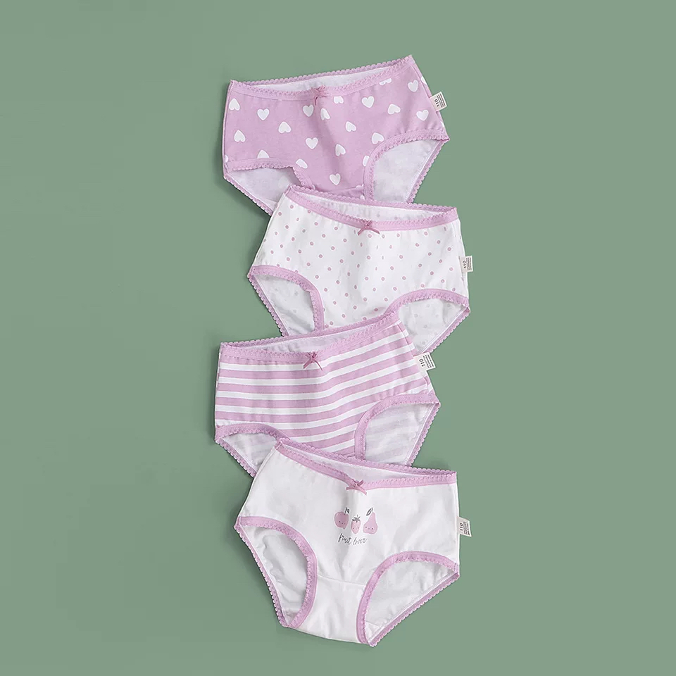 High Quality cotton underwear 4 pcs children briefs girl korean kids underwear for wholesale panties/ kids panties