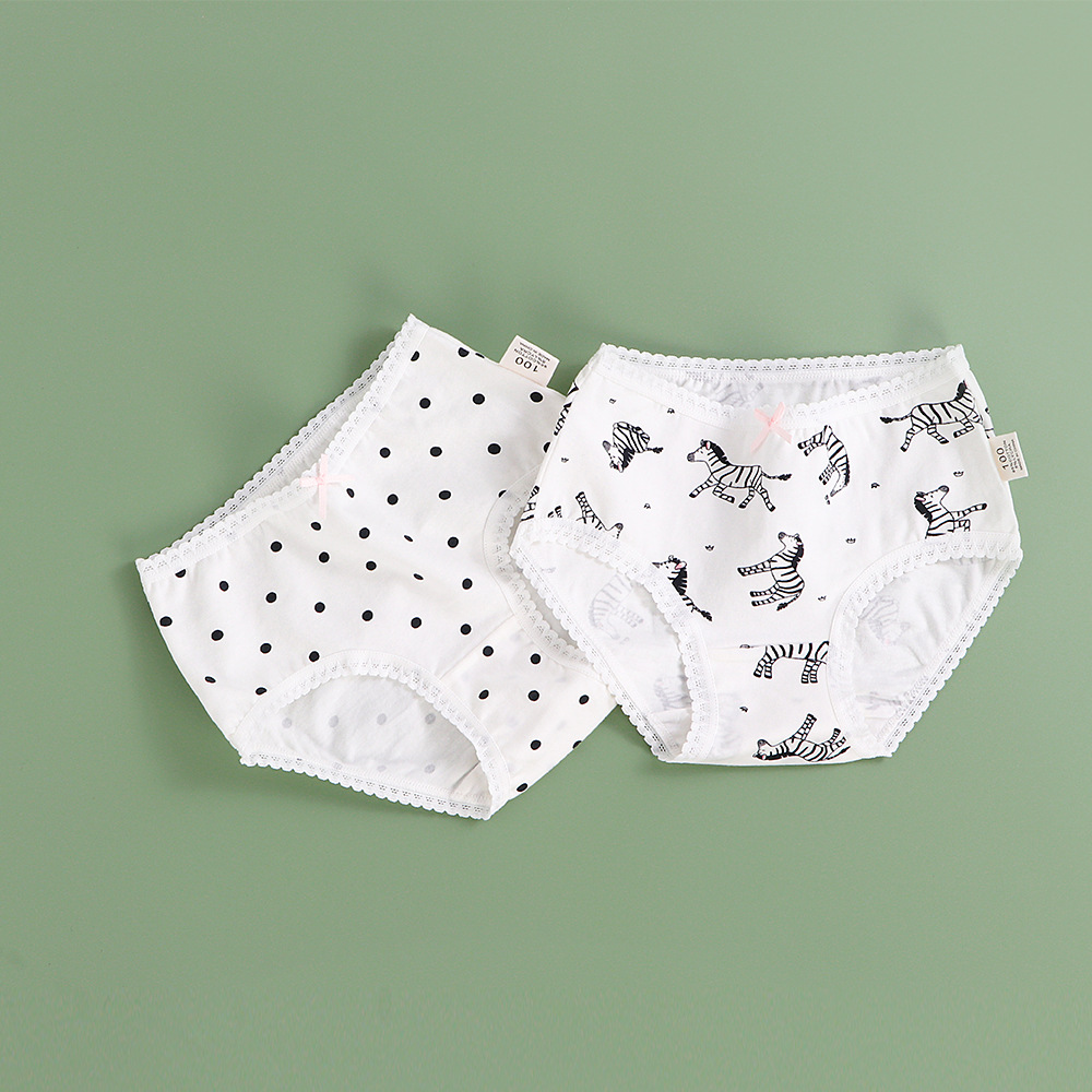 Factory hot sale kids briefs soft cotton 2pcs one box girls underwear wholesale children wearing panties