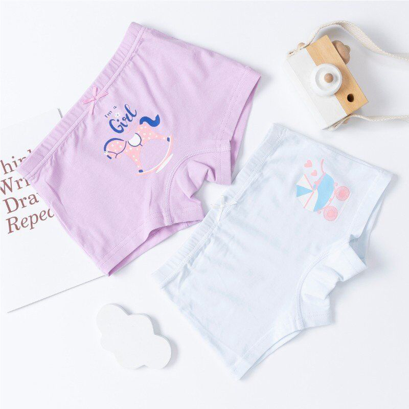 Hot sale Cute Cartoon Spandex Cotton Young Children Boxer Briefs Kids Underwear For Girls 2 pc / pack