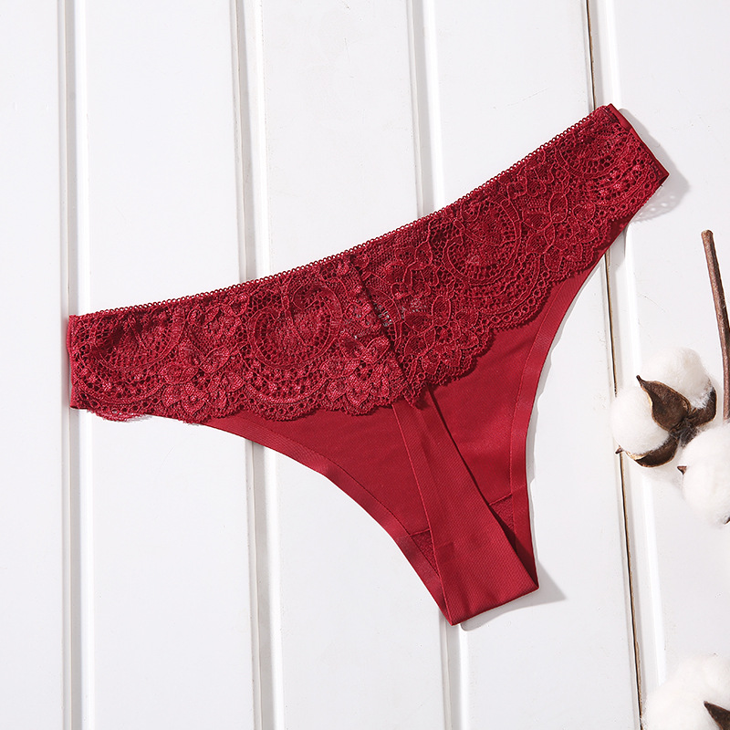 Manufacture Wholesale Women Seamless silk Ice Lace Sexy ladies girls Panties Thongs G-string