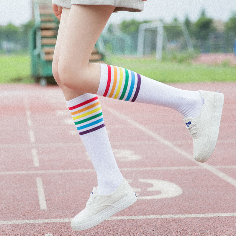 Custom service Women Thin Stripes Tube socks girls ladies Thigh High Tights Over Knee Socks Casual High Stockings