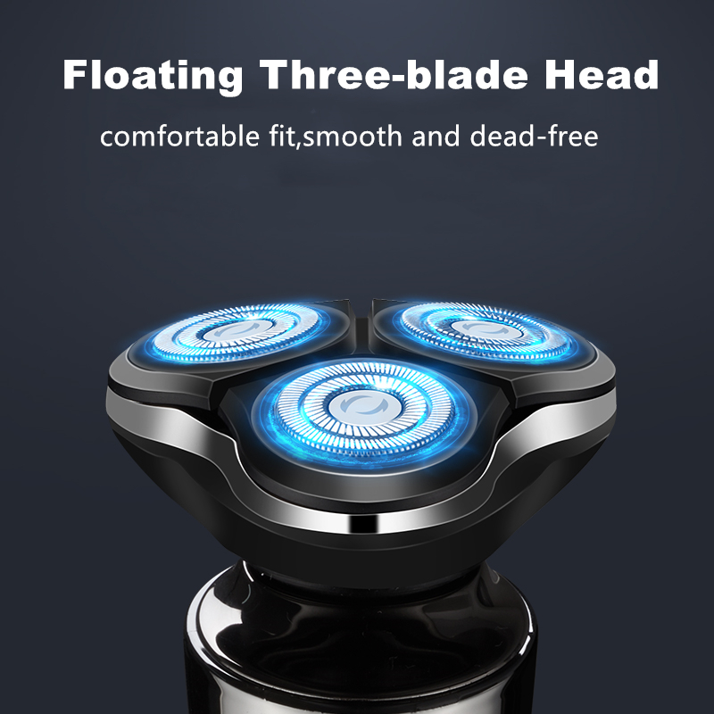 Triple Rotating Heads Mens Rechargeable Usb Charging Electric Shaver with LCD Display