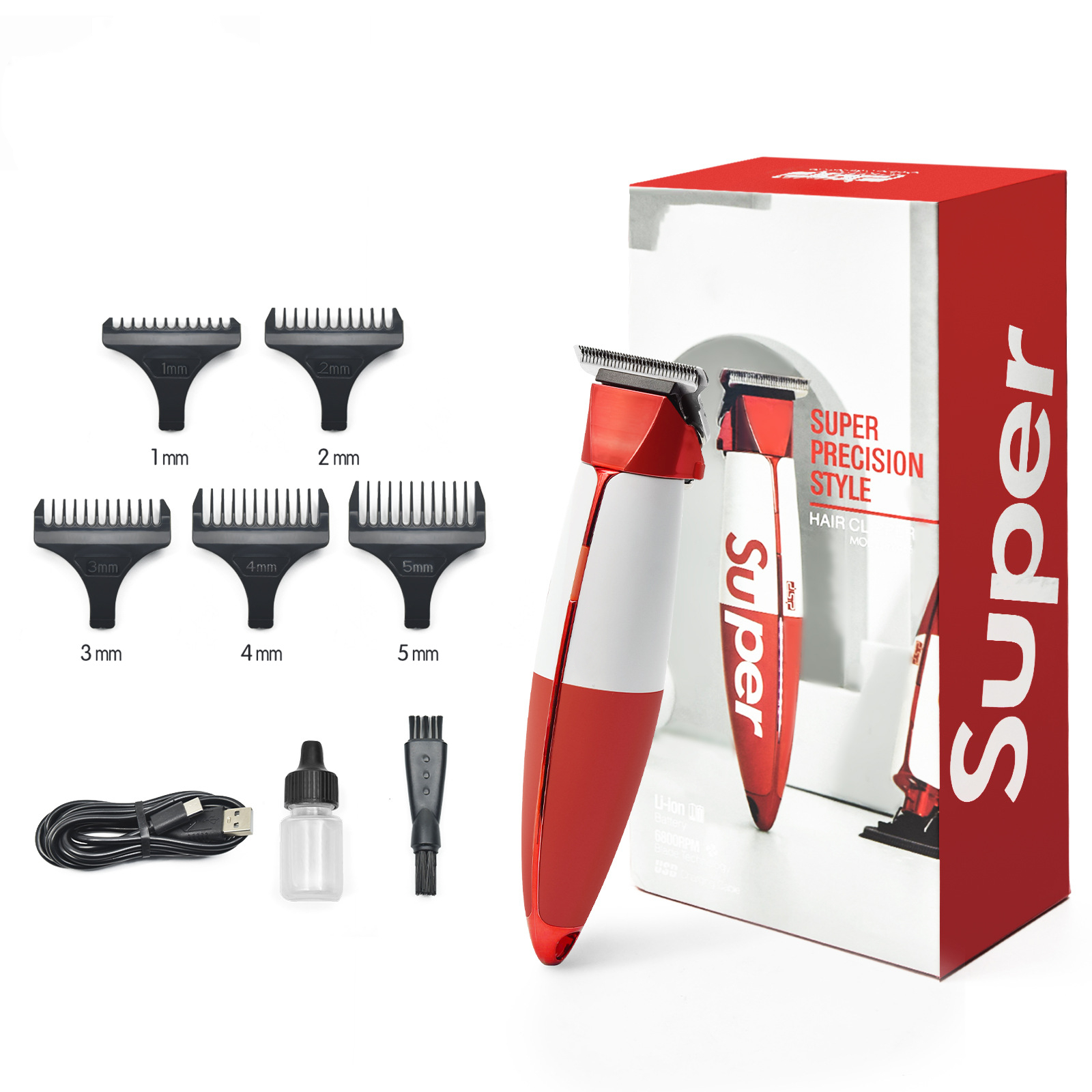 0.1mm Ultra Short Hair Cutting Rechargeable Professional Cordless Hair Clippers for Men Electric Trimmer