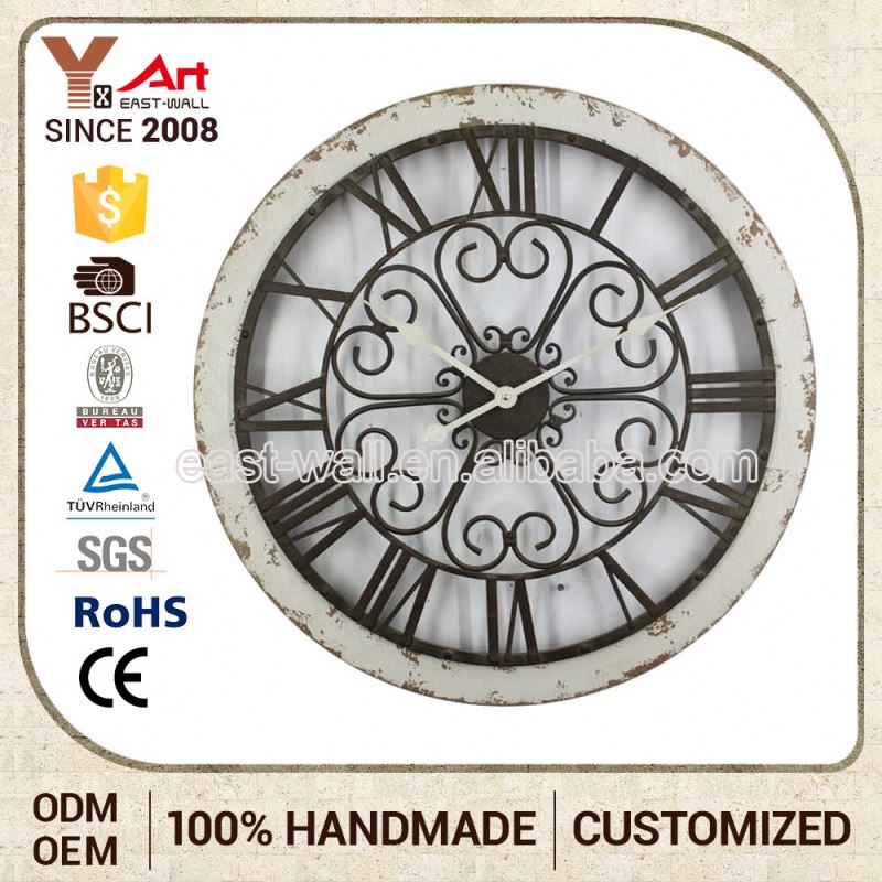 100% Warranty Art Work Craft Iron Pace Clock Clocks Gifts Antiques