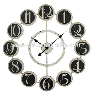 antic black and white big decorative wall clocks iron clock