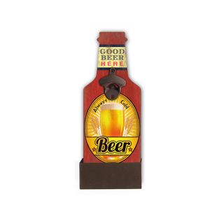 GB65034 Beer MDF+IRON Custom Wall Mount Cheap Bottle Opener