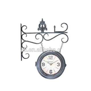Decoration For Main Door Retro Design Rustic Double Sides Iron Clock