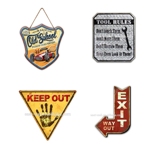 Multiple Patterns Vintage Custom Tin Sign Printing, Retro Decorative Metal Plate Tin Sign