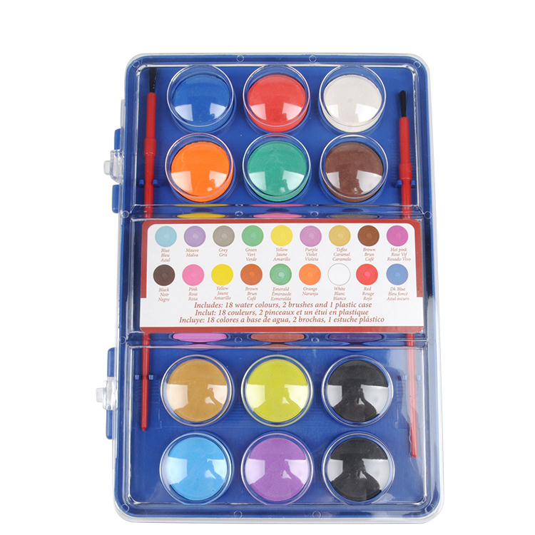 18pcs Solid Watercolour And 2pcs Brush Set Dia. 2.8cm 21x15x1.6cm