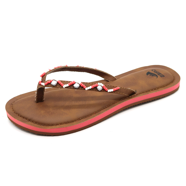 Une chaîne de perles cousue sur une lanière en V antidérapante pour femme, des tongs extérieures en EVA AH-8E004 - Bélier