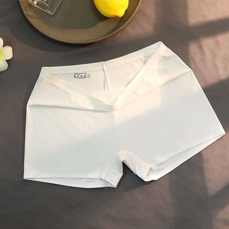 Hot sale ice silk traceless safety pants women's light proof ultra thin large size flat angle four corners without curling