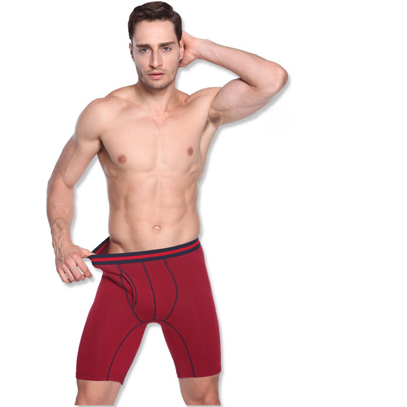 Manufactroy New Custom Gym Sports Long-leg Boxer Shorts Mens Cotton Underwear Own Logo