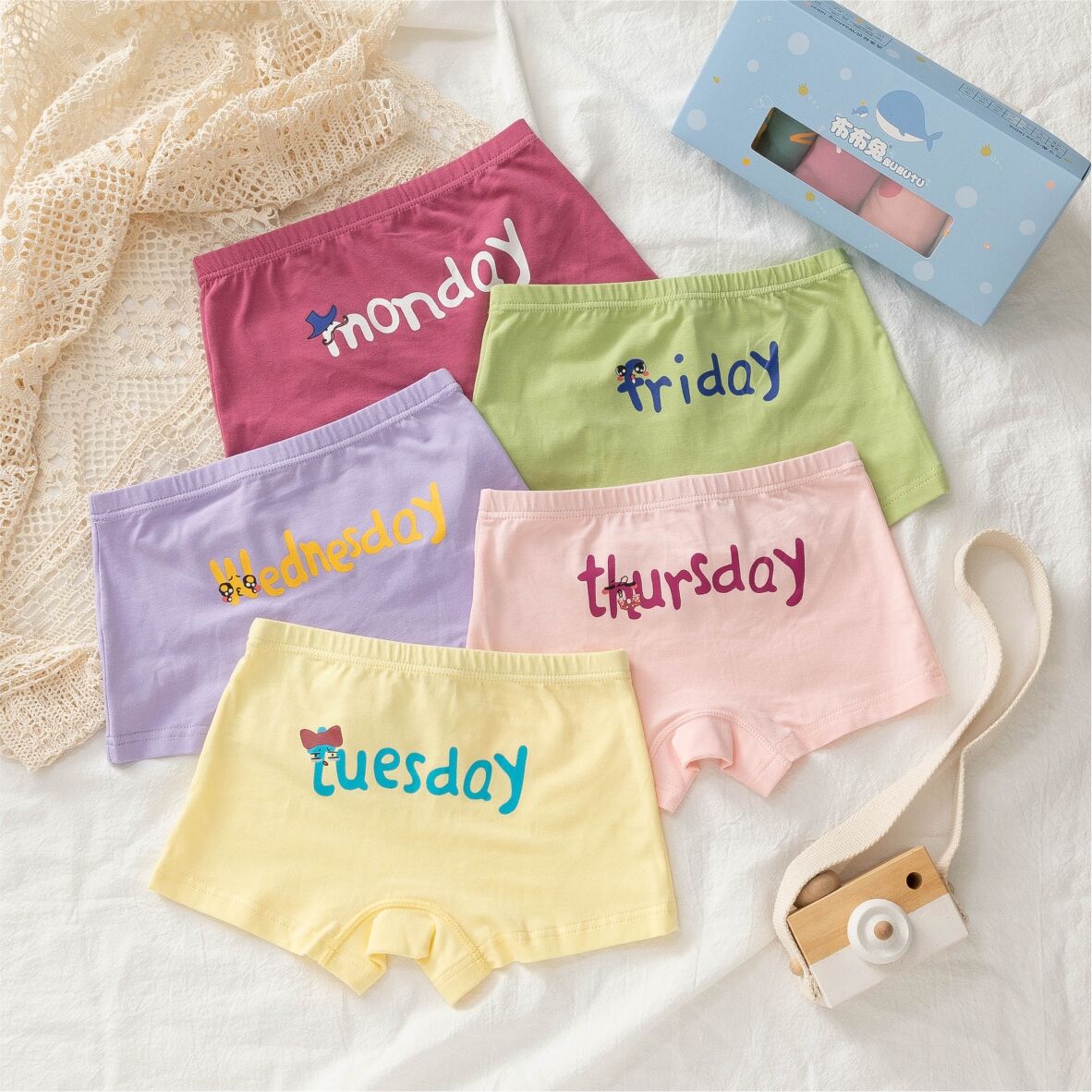 Wholesale Cartoon 100% Cotton Girls Underwear Kids Children Panties Baby Briefs Breathable Underwear 5PCS/Sets