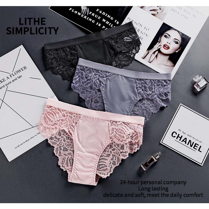 2021 new style lace cotton fabric ladies low waist breathable and quick-drying underwear women