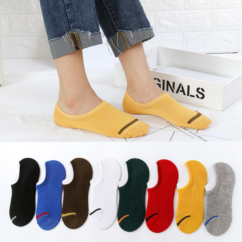 High quality china suppliers no show socks anti slip men women colorful Cotton Thin Non Slip Low Cut Invisible Socks