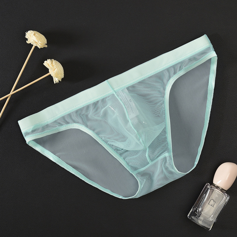 Mens Ice Silk Seamless Shorts Boxer Briefs Slim Sexy Breathable Transparent Underwear