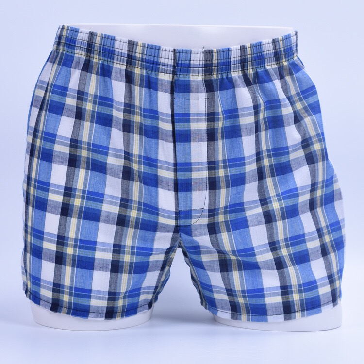 Manufactory supply blue colors Men's loose cotton arrow pants men's home pants checked casual fashion men's breathable pants