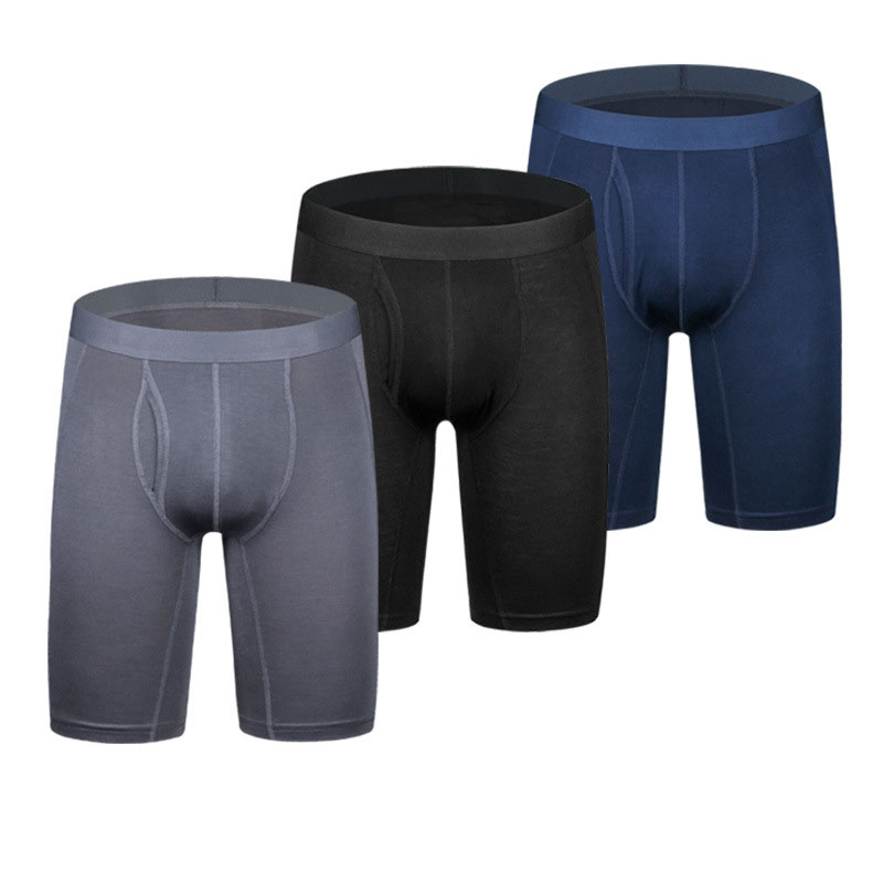 Wholesale Custom Logo Cotton Spandex Sport Boxer Briefs For Men Underwear Men shorts plus length