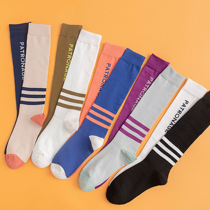Manufacturers Wholesale Girls Stockings Colorful High Sock School Student Girls Boys Unisex Stripe Knee High Long Socks