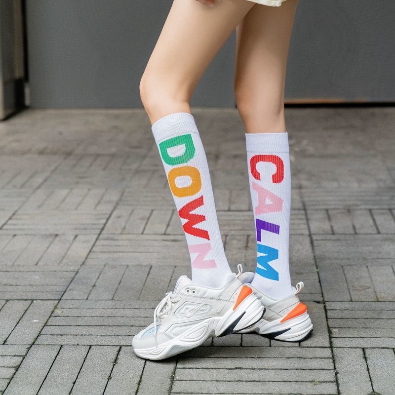 Ladies Girls High Thigh Socks Striped Over Knee socks Letter colors Thin Tights Long Stocking Knee High Leg Warmer