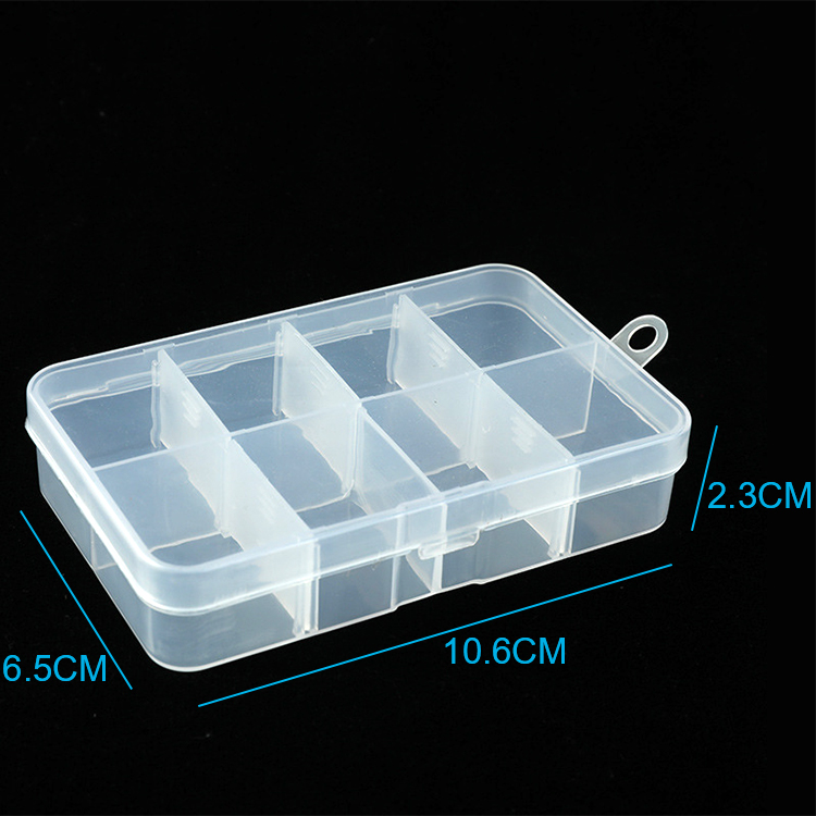 8 Grid Plastic Organizer Box 10.6x6.5x2.3cm