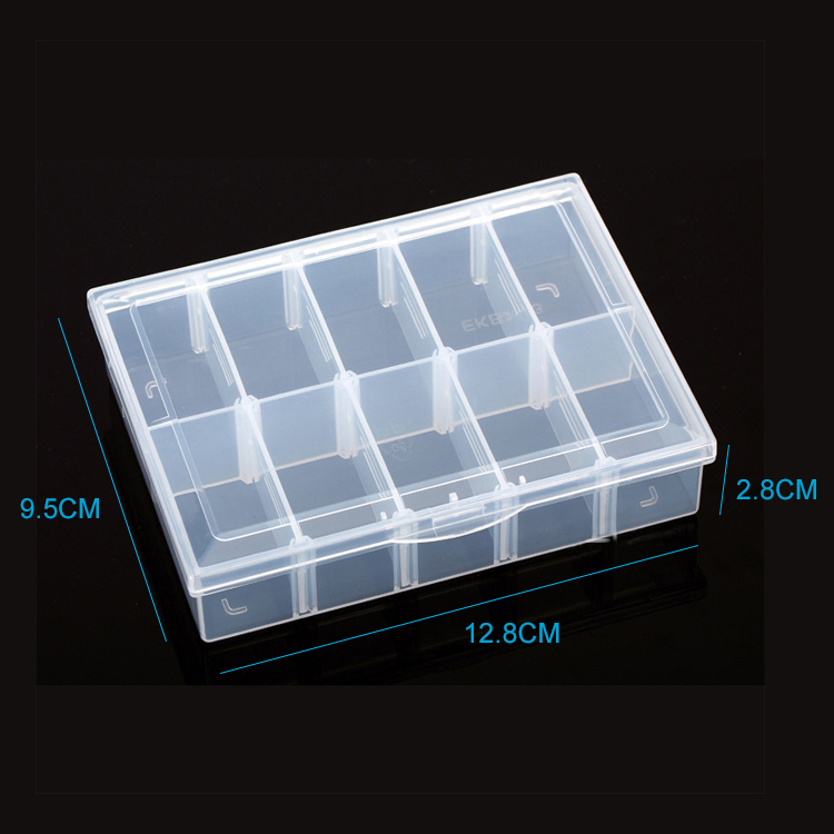 10 Grid Plastic Organizer Box 12.8x9.5x2.8cm